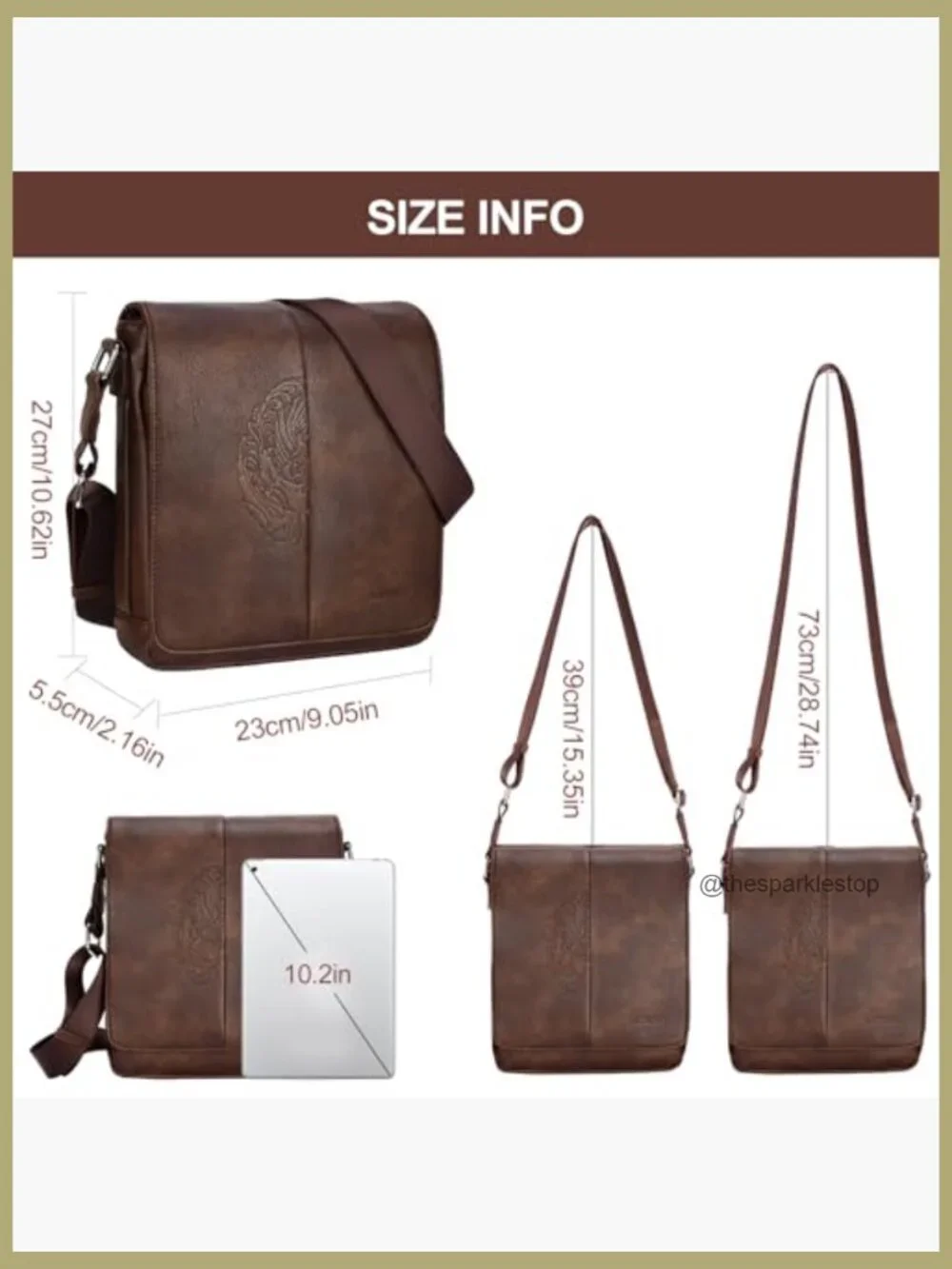 Vegan Leather Messenger Bag Crossbody Satchel Small Travel Work Bag